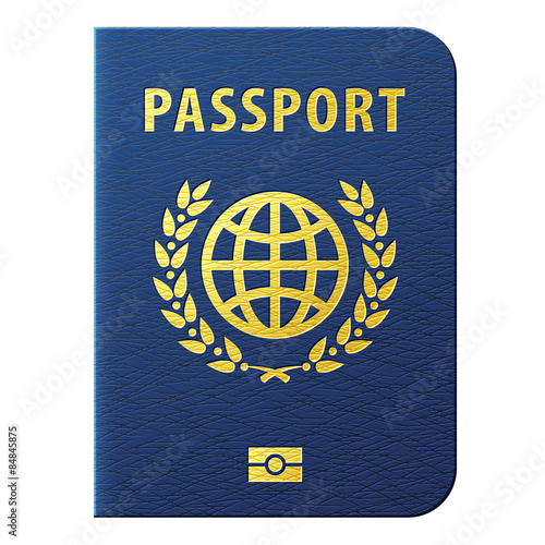Blue passport isolated on white.  Document for travel