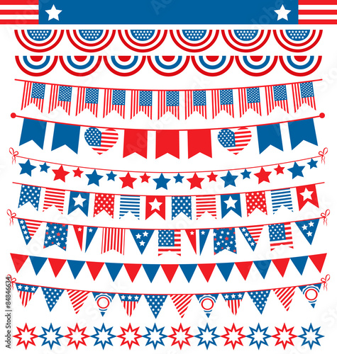 USA celebration buntings garlands flags flat national set for in