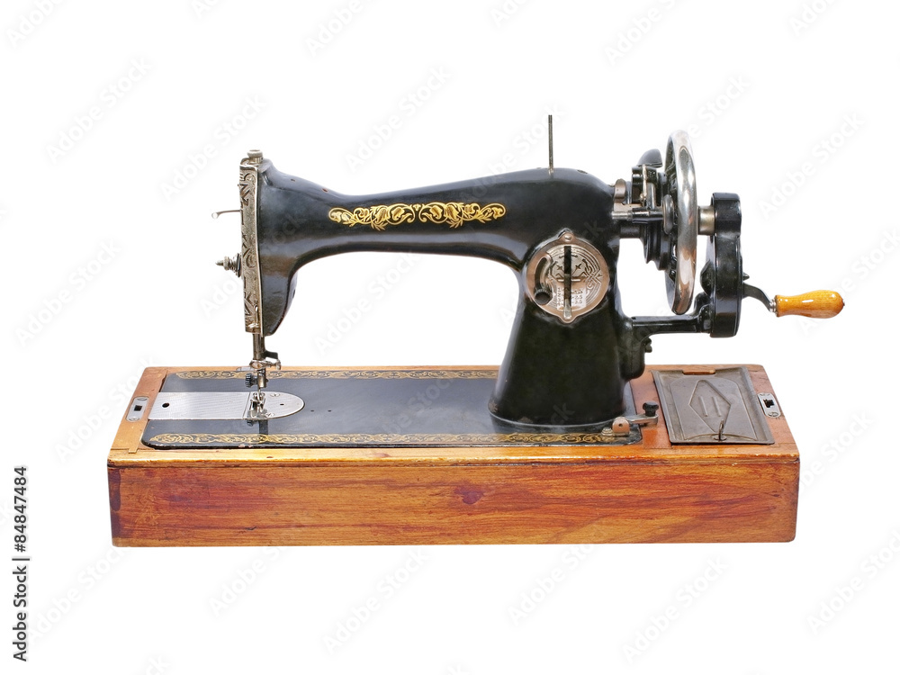 Old manual sewing machine.Isolated.