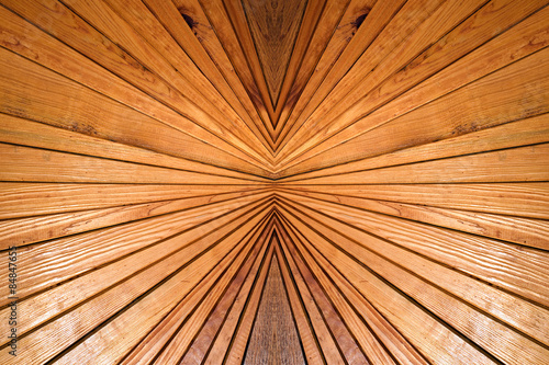 Symmetry and perspective abstract wooden background.