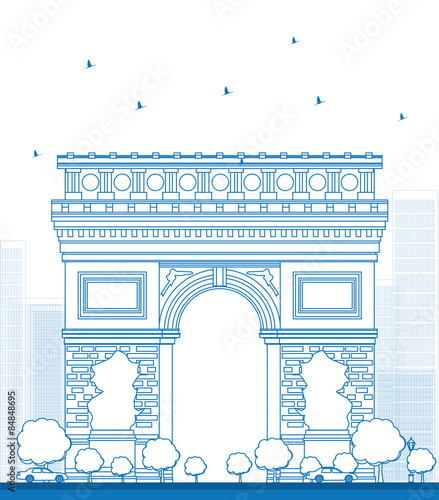 Outline Arch of Triumph. France Paris.