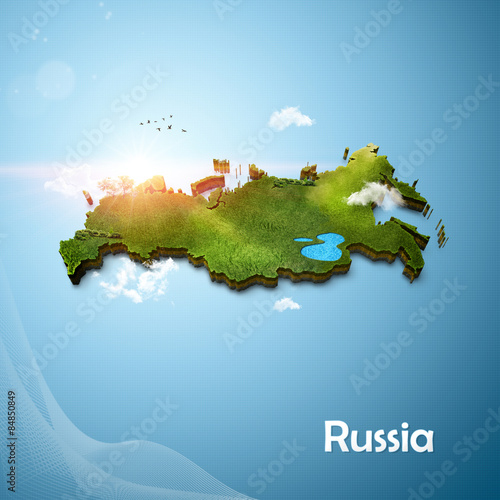 Fotografia Realistic 3D Map of Russia