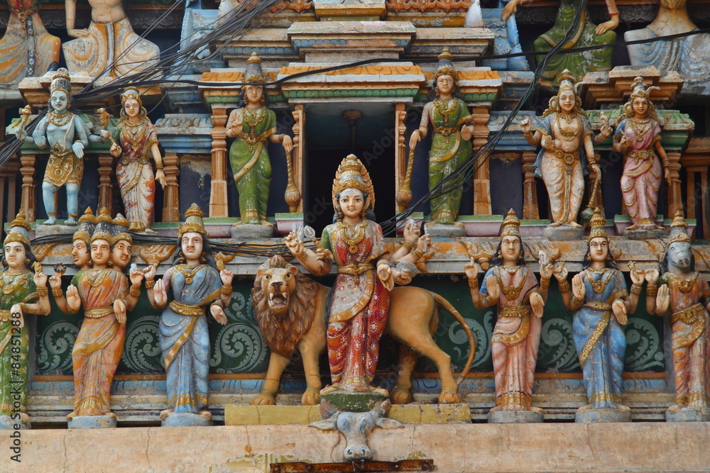 Statues of hindu gods in a temple (Trincomalee, Sri Lanka)