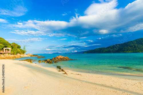 Beach and tropical Andaman sea with blue sky