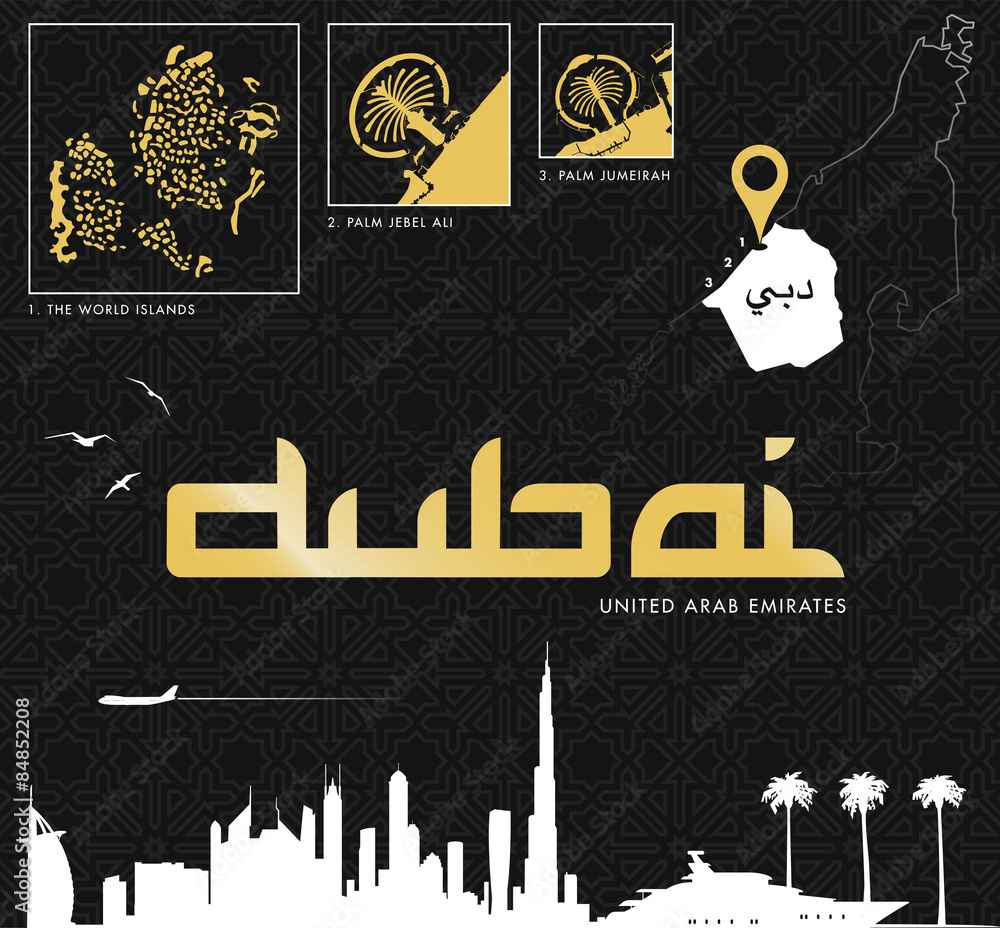 Fototapeta premium Dubai background and vector elements