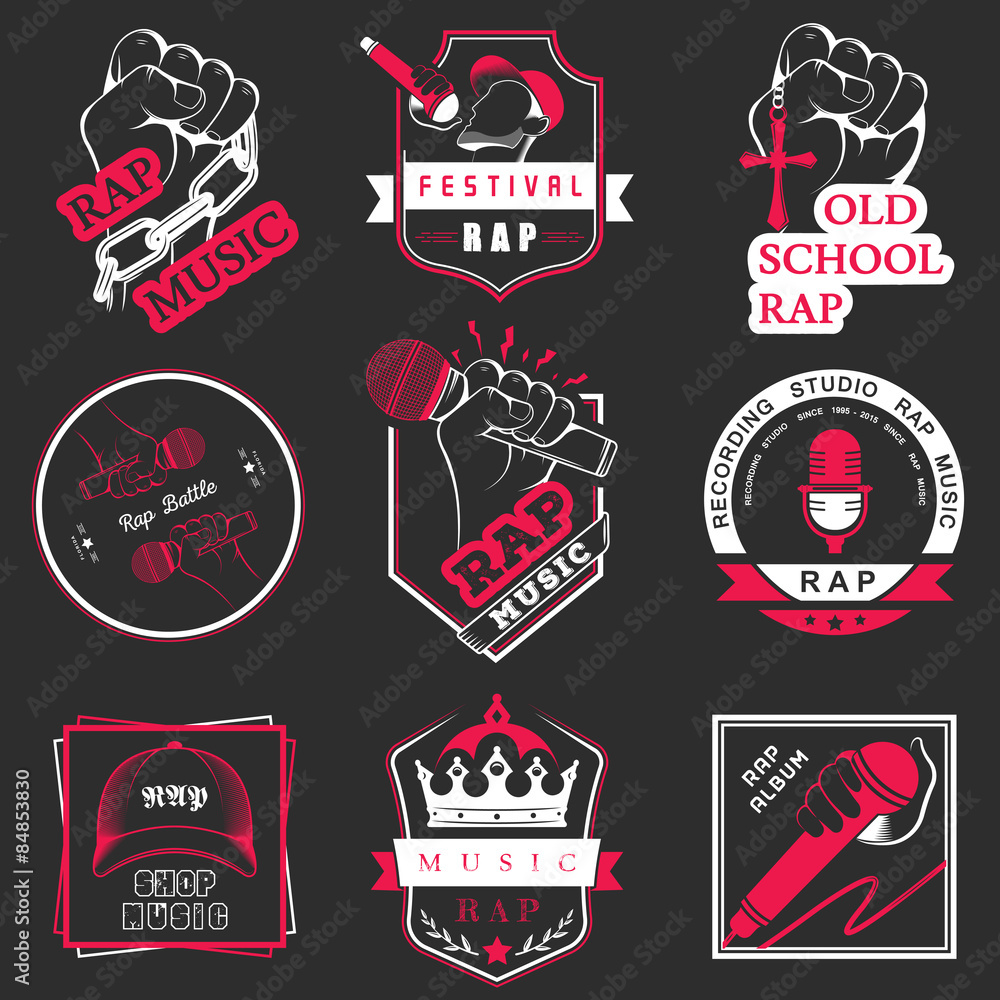 Set of Vector logos and Badges Rap Music Stock Vector