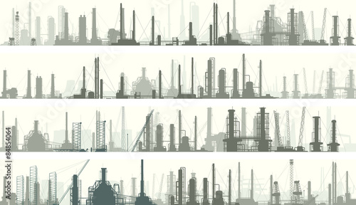 Horizontal banners industrial part of city.