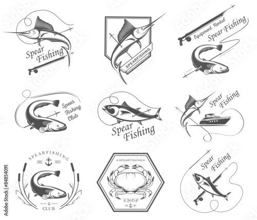 Set of Logos and Badges Spearfishing