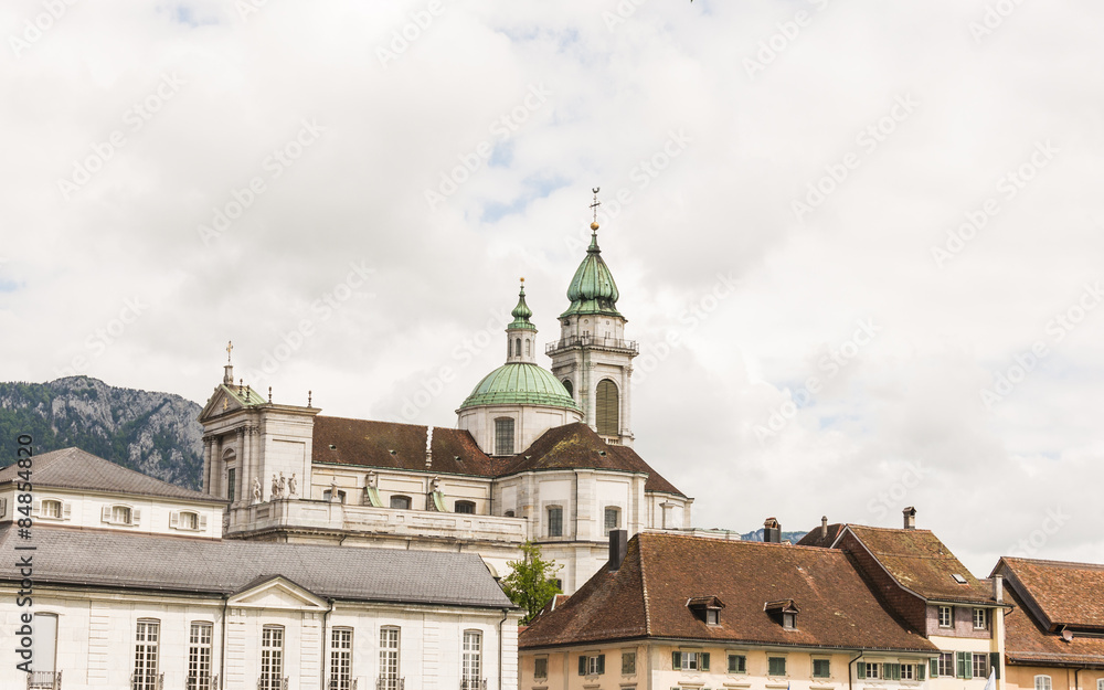 Solothurn, Stadt, historische Kathedrale, St. Ursen-Kathedrale, Altstadt, Aare, Fluss, Schweiz