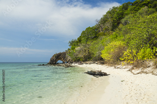 Natural stone arch with beautiful beach at Kho Khai near Tarutao