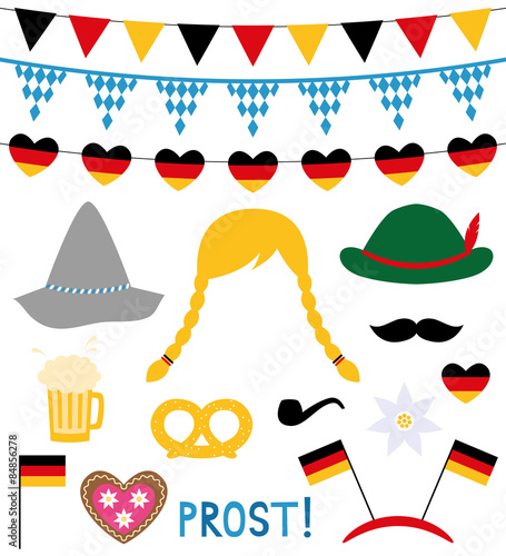 Oktoberfest photo booth and design elements set