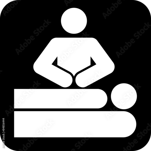Button: Massage, viereckig, schwarz-weiß, freigestellt, Vektor