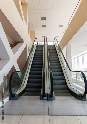 Empty escalator stairs