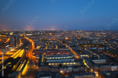 night city with tilt shift effect
