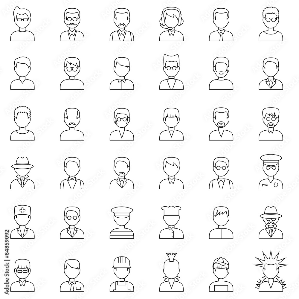 Outline set people icons. vector Outline set people icons. vector