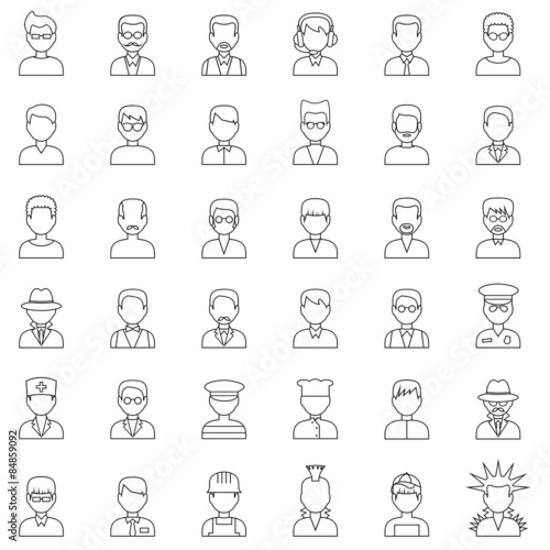 Outline set people icons. vector