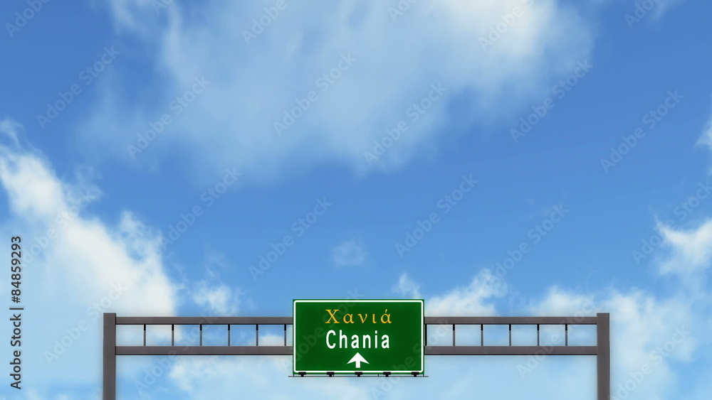 Passing under Chania Greece Highway Road Sign
Passing under Chania Greece Highway Road Sign