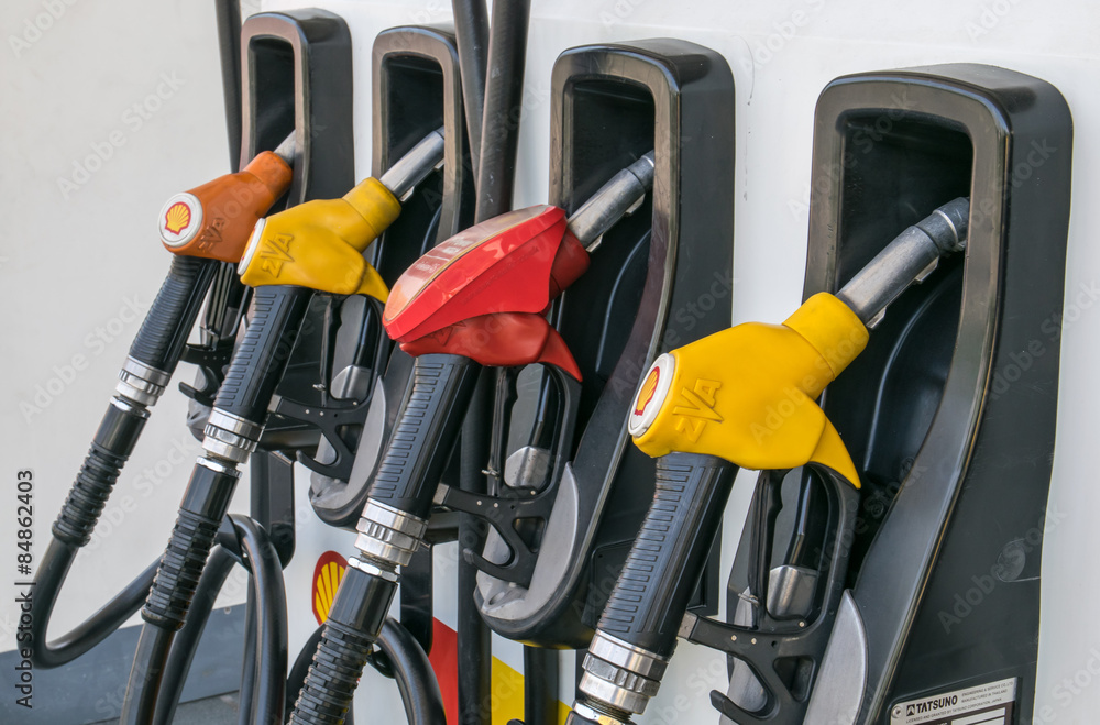 Pump nozzles at the gas station Pump nozzles at the gas station