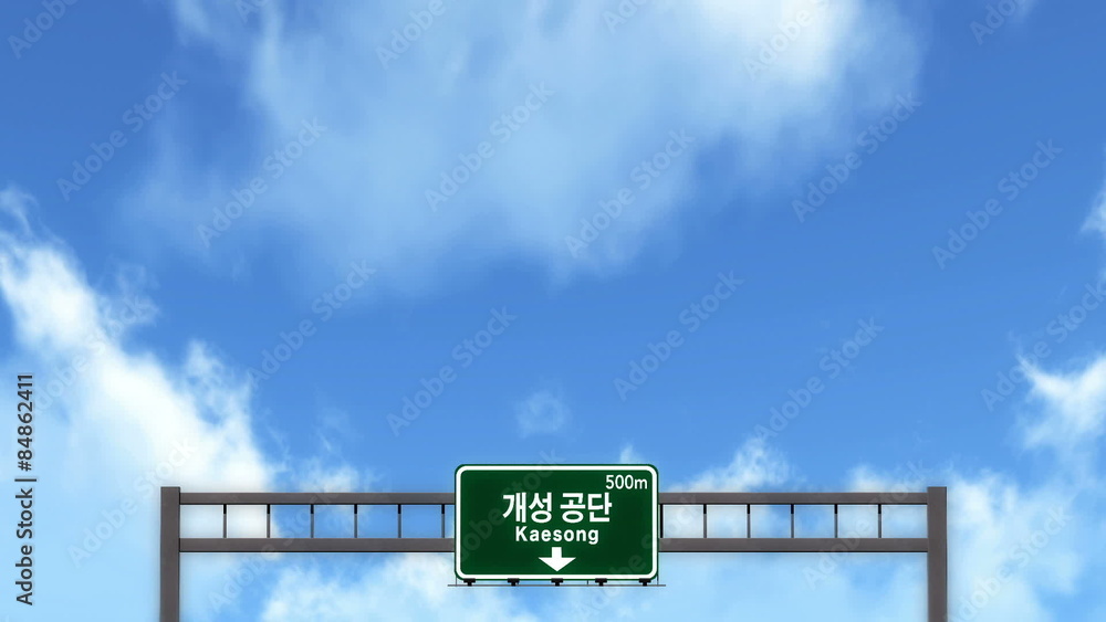 Passing under Kaesong North Korea Highway Road Sign
Passing under Kaesong North Korea Highway Road Sign