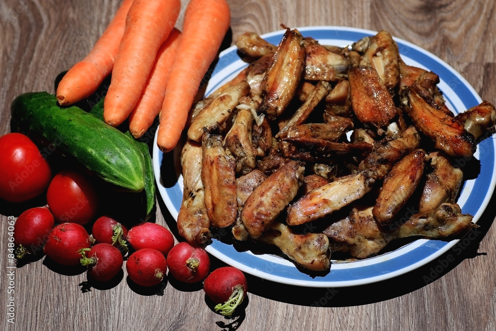 chicken wings and drumstick served with chicken wings and drumstick served with
