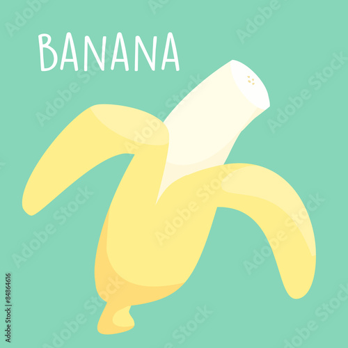 fresh peel banana on green background vector