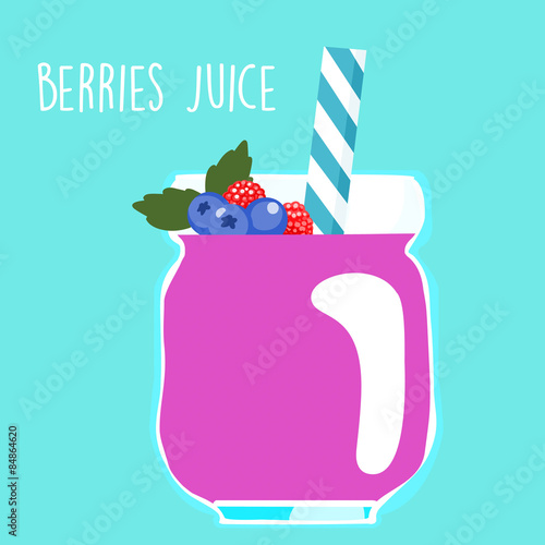 fresh berries juice in glass vector