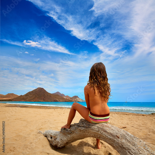 Almeria Playa de los Genoveses beach girl back © lunamarina