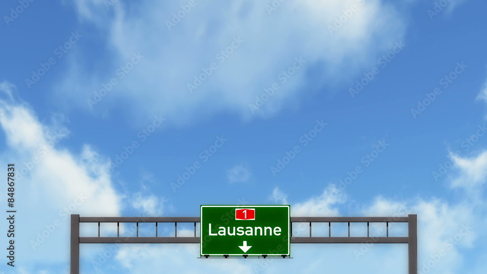 Passing under Lausanne Switzerland Highway Road Sign
Passing under Lausanne Switzerland Highway Road Sign