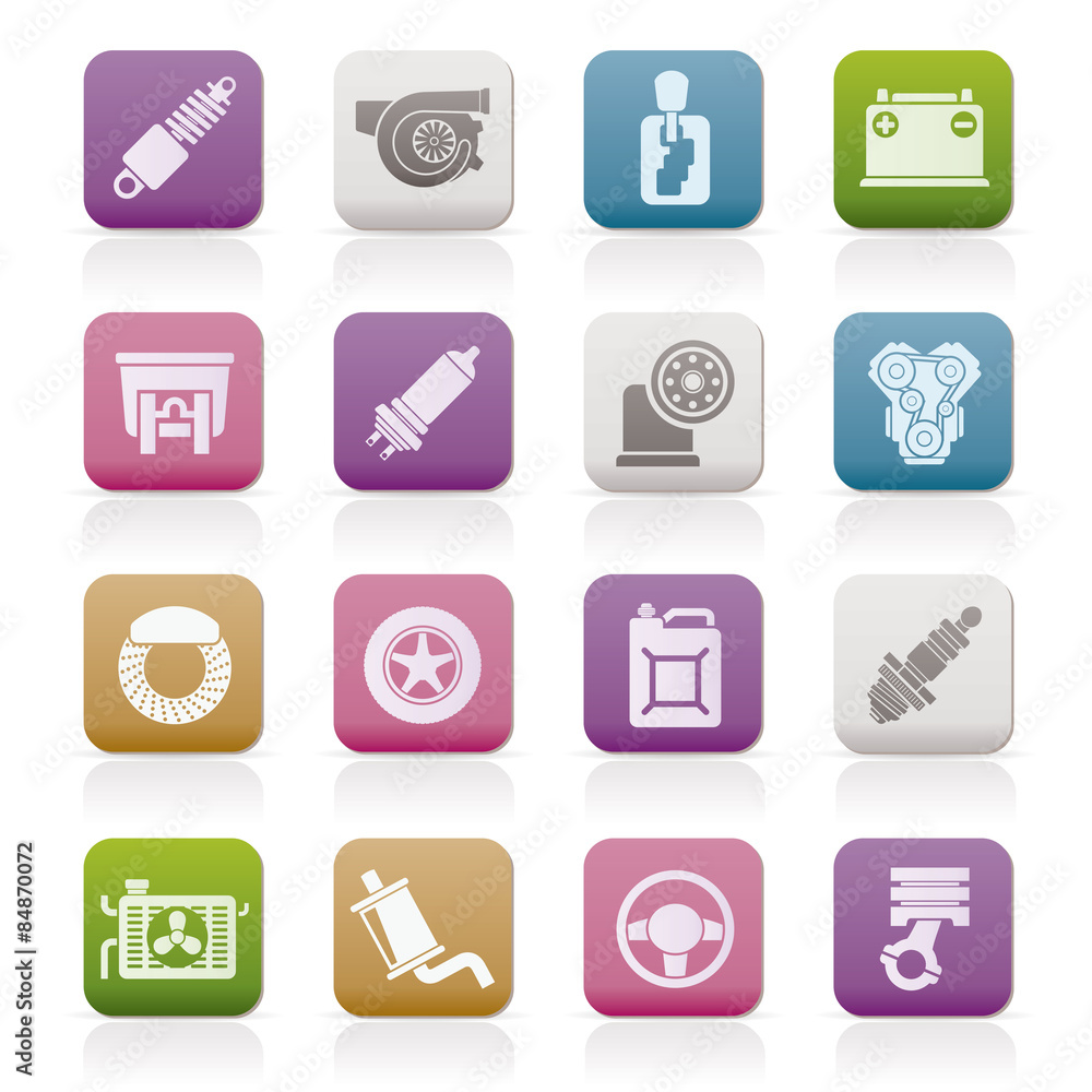 Car part and services icons - vector icon set Car part and services icons - vector icon set