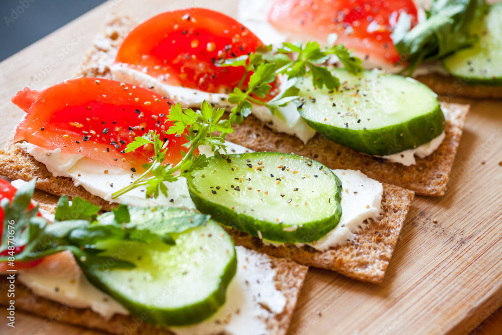 Healthy food theme. Sandwiches for a breakfast