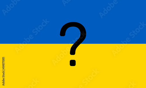 silhouette of a question mark against the Ukrainian flag
 background