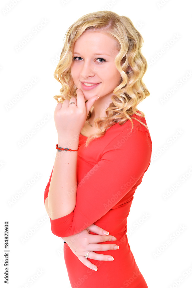 Blonde sexy woman posing over white background Blonde sexy woman posing over white background
