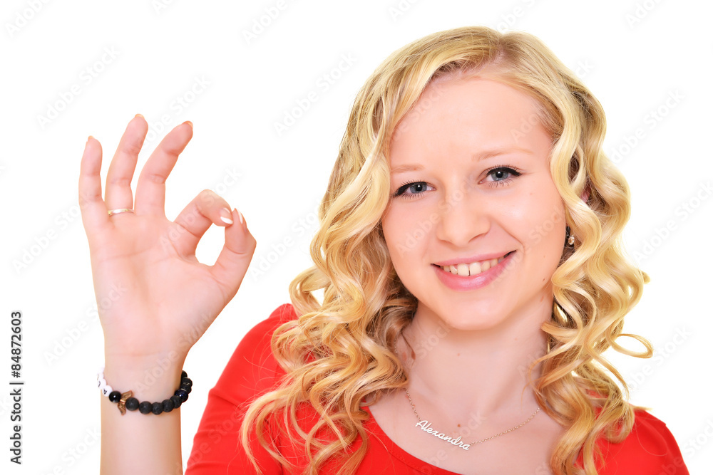 Blonde sexy woman posing over white background Blonde sexy woman posing over white background