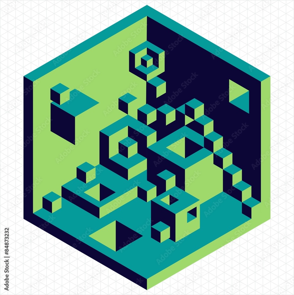 Isometric 3d cubes shape illustration
