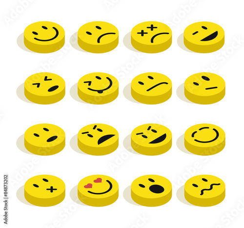 Flat isometric Emoticons set illustration