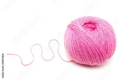 Pink Yarn Ball on white 