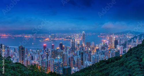 Hong Kong skyline. View from Victoria Peak.