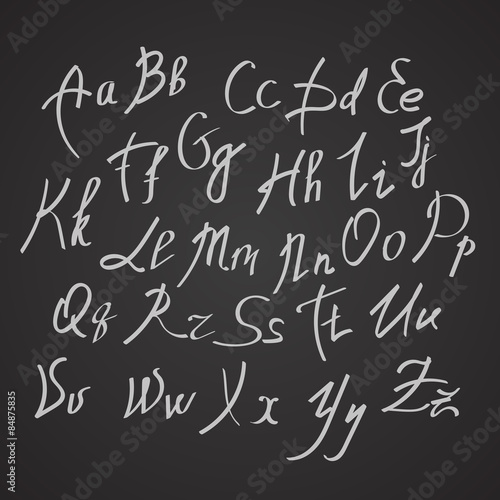 Hand written or hand drawn letters  script letters. Calligraphy letters.