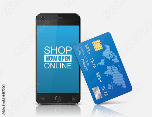 Internet shopping concept smartphone with credit card.vector
