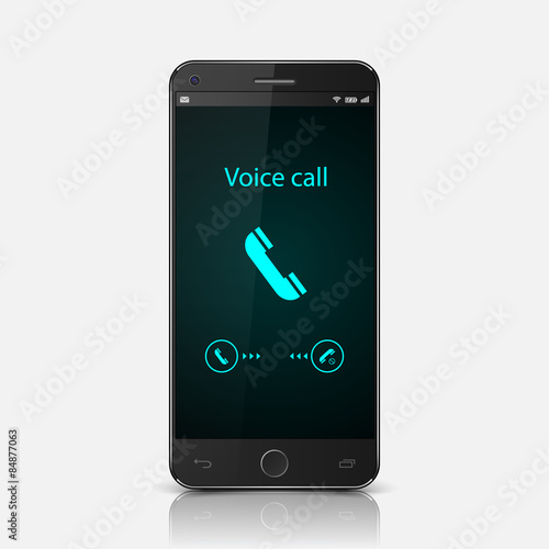 Smartphone with incoming call on display,vector