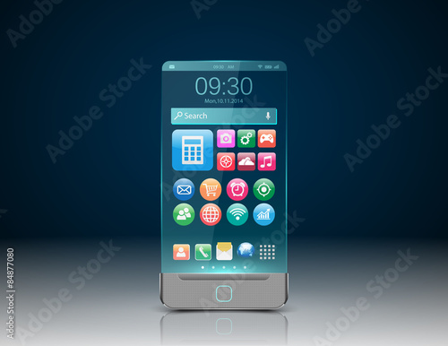 Smartphone with colorful application icons.vector