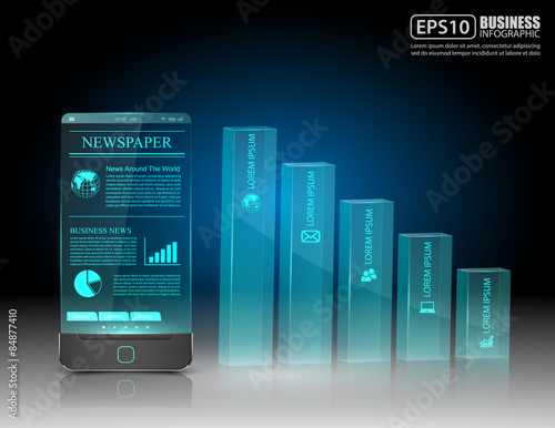Smartphone with business graph.vector
