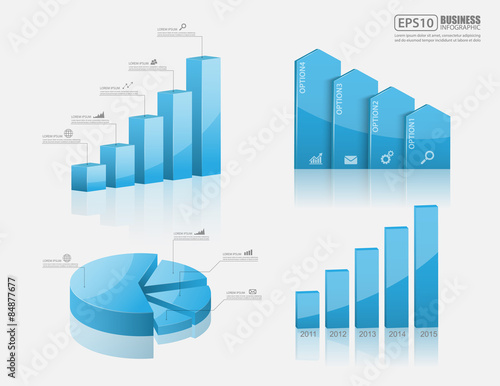 Set of vector 3d graph modern infographic elements, business