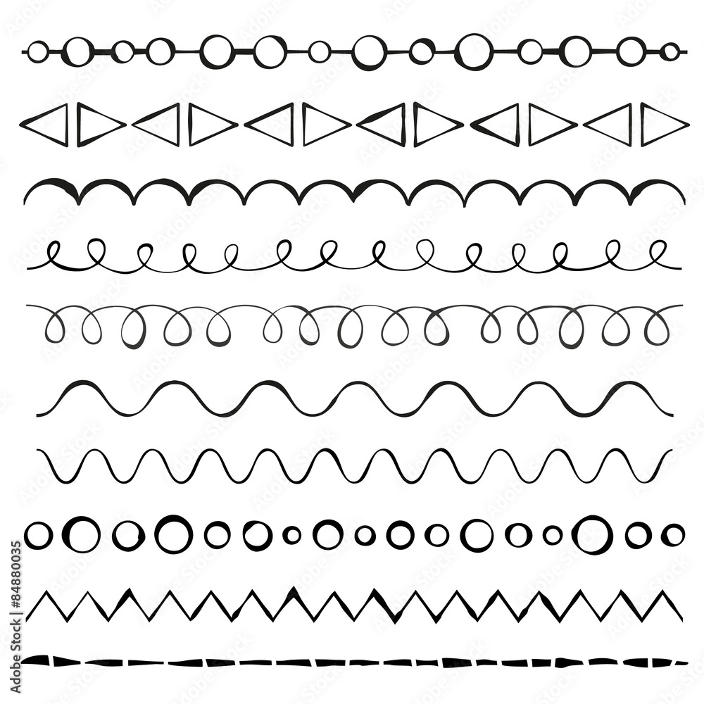 Hand drawn black vector dividers. Hand drawn black vector dividers.