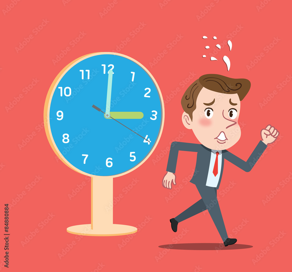 Drawing flat character design lateness concept Drawing flat character design lateness concept