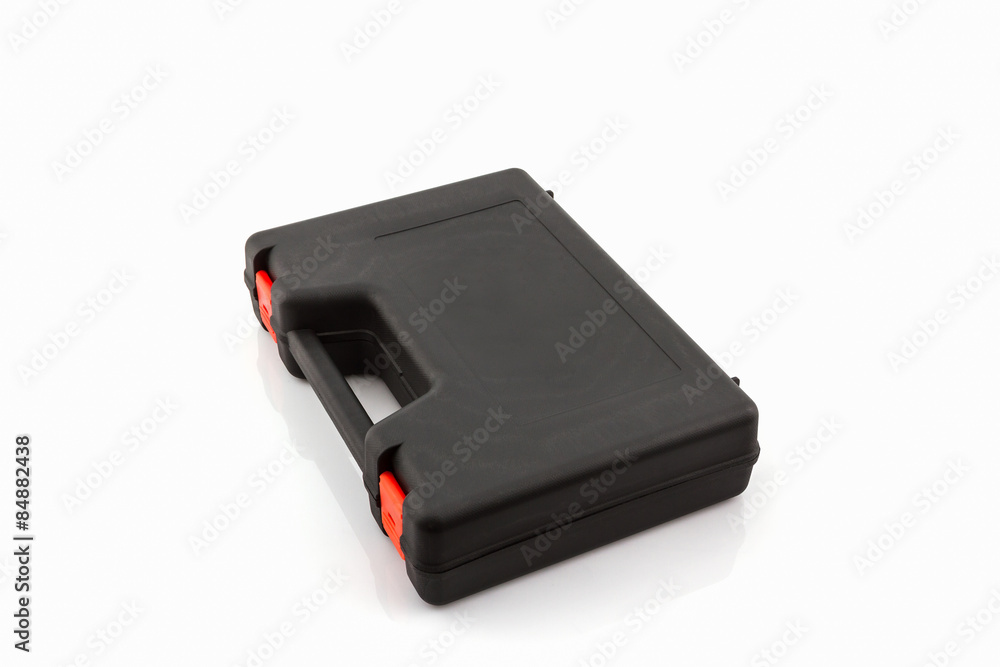 Black tool box, plastic case. Black tool box, plastic case.