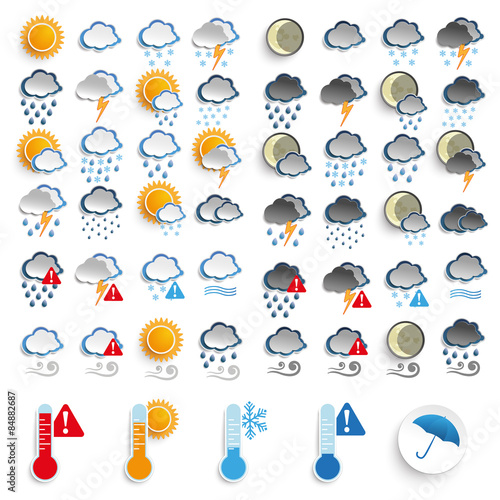 Big Icons Set Day and Night Weather