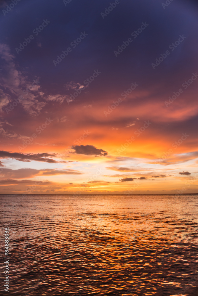 beautiful sea and cloudy sky in sunset