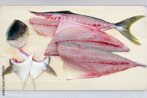 Preparing a Japanese yellowtail in the Japanese style