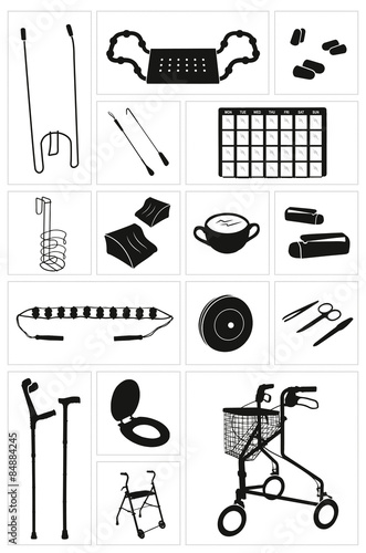 Modern physiotherapy equipment and supplies - set 4 Icons